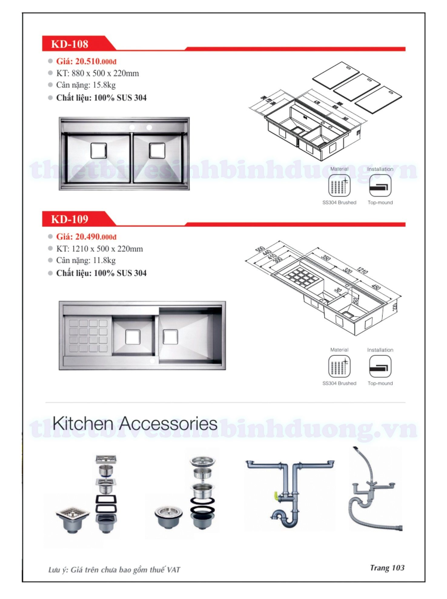 Chậu rửa chén inox đúc Kassani KD-109